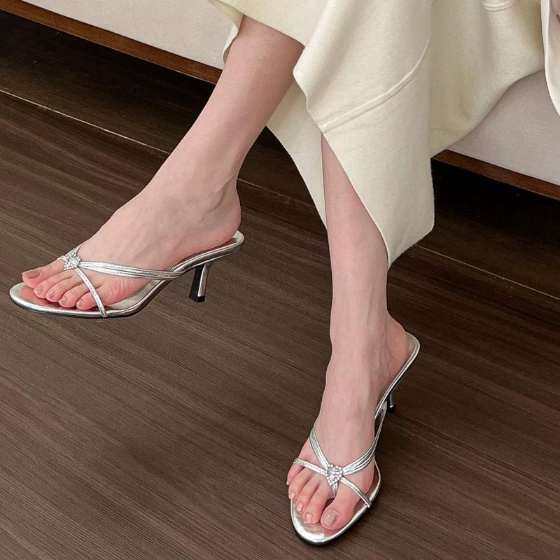 Fashion Women's Slippers Open Toe High Heels Shoes Woman Heeled Sandals Summer 2025 Fashion Dress Shallow Stilettos Sandalias De Mujer