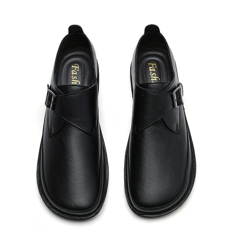 British Men's Trendy Shoes Retro Brown Men's Leather Casual Shoes  Soft Soled Loafers Luxurious Banquet Men's Formal Shoes