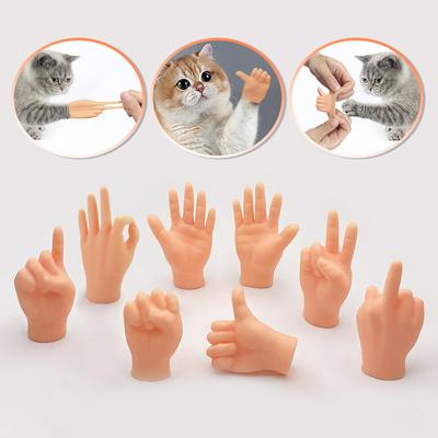 Lustige Katze Interaktive Gesten Spielzeuge Mini Neckende Katze Finger Menschliche Fake Handschuhe Haustierspielzeug Zubehör Kreatives Haustier Katze Neckspielzeug