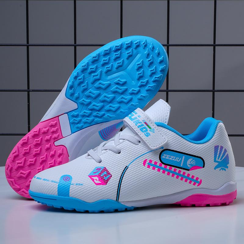 Children's football shoes no-tie shoelaces buckle Velcro TF rubber sole primary and secondary school students artificial turf training shoes men