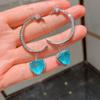 Jewelry Simulation Blue Paraiba Heart Earrings Set Heart Main Stone 12 * 12