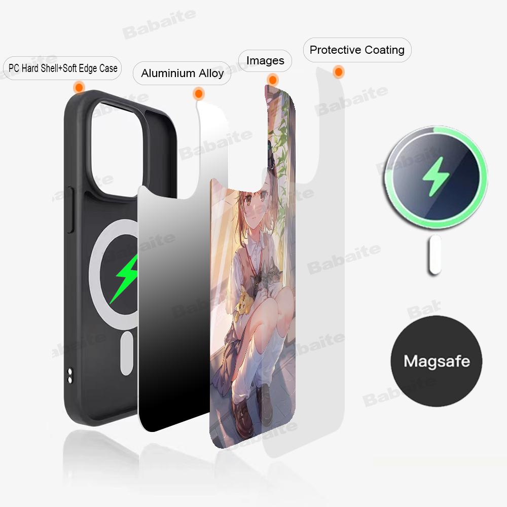 Anime M-Misaka Mikoto Cute Phone Case Magnetic Case For IPhone 16 14 13 12 11 15 Pro Max Plus For Magsafe Wireless Charge Cover