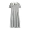 College Style Age-reducing Polo Collar Dress 2026 Summer Large Size Women's Clothing Waist and Thin Long Short Skirt 234421
