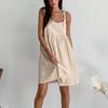 Ärmelloses Sommerkleid Locker A-Linie Mini Kurz Süße Mode Damen Spaghettiträger Partykleid Einfarbige Krawatte Rüsche Lässig Locker Falten Sommerkleid