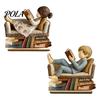 Reading on Sofa Wood Sign Woman Book Wooden Plaque, Just A Girl/Boys Who Loves Statue for Personalized Lover Ornament Shelf Desk, Literary Wall