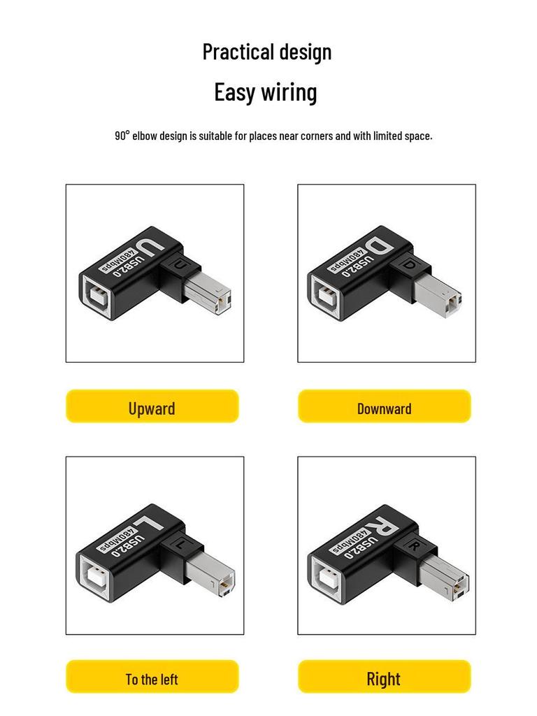 Adaptér USB-C na čtvercový USB pro elektrické piano, tiskárnové rozhraní a MIDI připojení