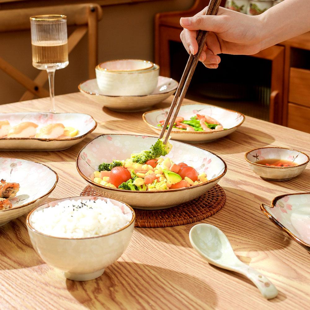 Ceramic Dinner Plates Japanese Kitchen Household Dessert Plate Candy Dish Salad Bowl Fruit Bowl Microwave Kitchen Tableware