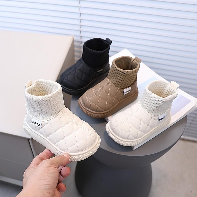 Kids Winter Warm Snow Boots Girls Boys PU Upper Rubber Sole Thick Fleece Lined Flat Ankle Booties
