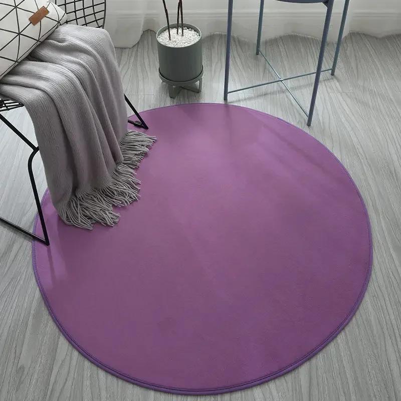 Runder Teppich im nordischen Stil Wohnzimmer Couchtisch Kinderzimmer Niedlicher einfarbiger Teppich Computerstuhl Hängekorb Weiche Matte