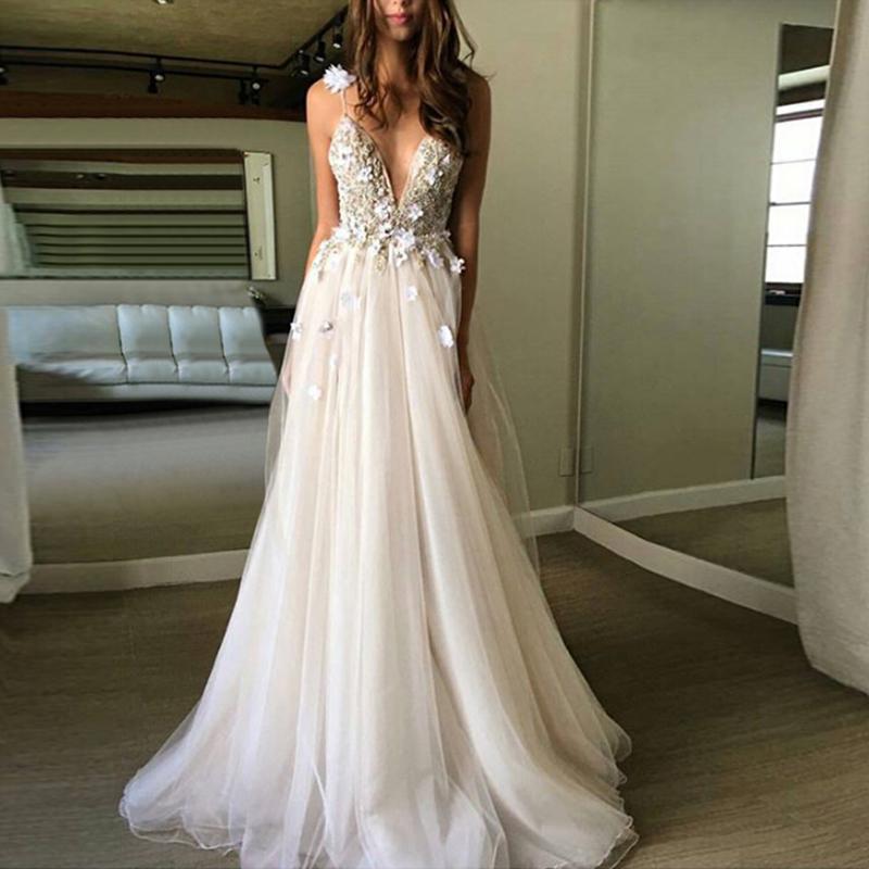 Abendkleider V-Ausschnitt Hochzeit Prom- Spitze 3/4 Produktbild-Vorschau 6