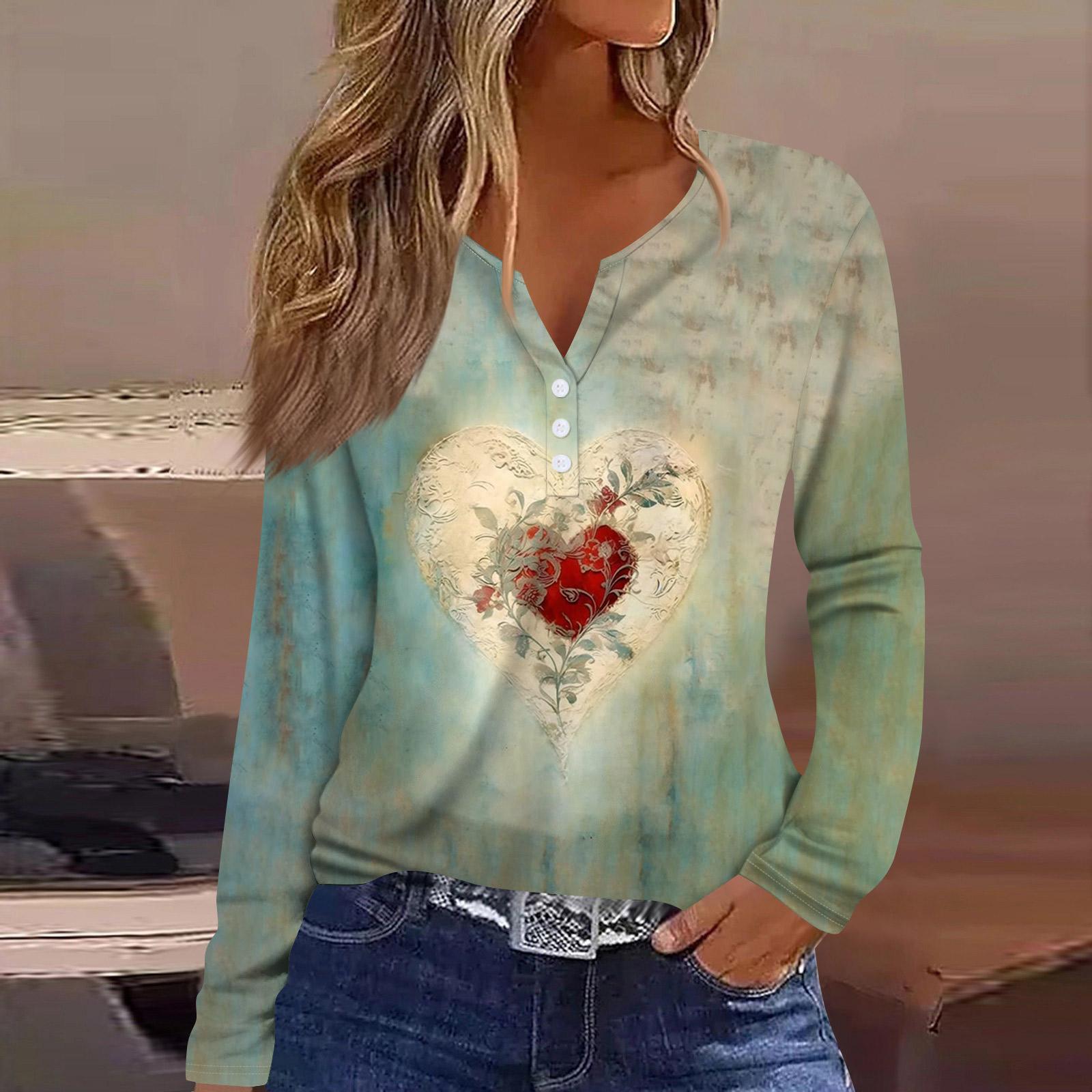 

Женская мода, повседневная футболка с цветочным принтом, V-образным вырезом, длинными рукавами и пуговицами, топ с длинными рукавами XL