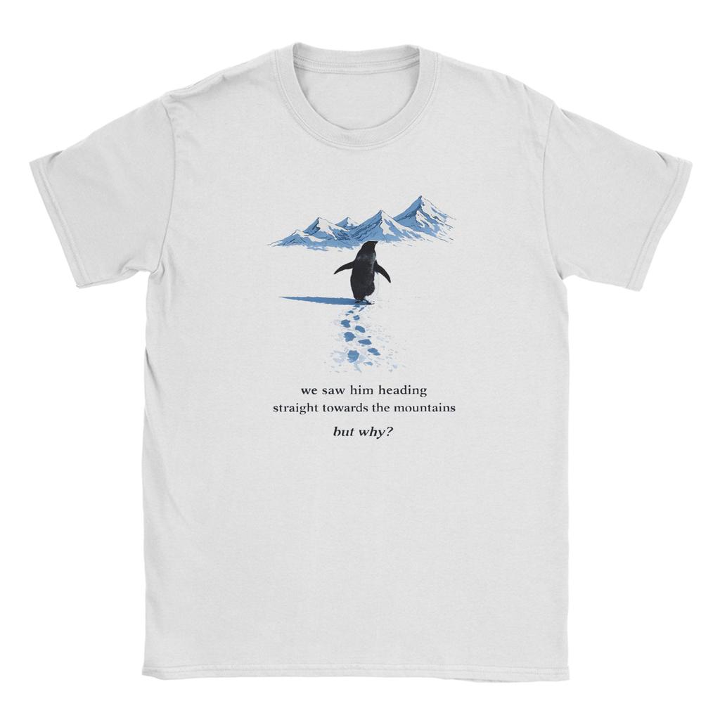 T-shirt Unisex Pinguino Nichilista Ma Perché meme Maglietta Vintage in Cotone Manica Corta T-shirt Girocollo Abbigliamento Taglia Grande