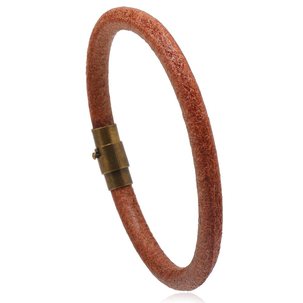 Men s Retro Cowhide Magnetic Bracelet: European  American Fashion for Couples 23cm