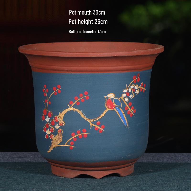 2021 Extra Large Purple Clay Tall Cylinder Ceramic Flower Pot
