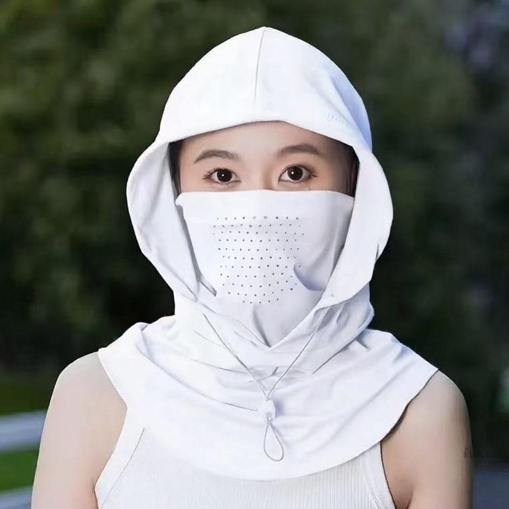 

Unisex Anti-UV Ice Silk Sun Hat Breathable Adjustable Sunshade Cap Quick Drying with Shawl Face Mask Pullover Cap Outdoor Sports