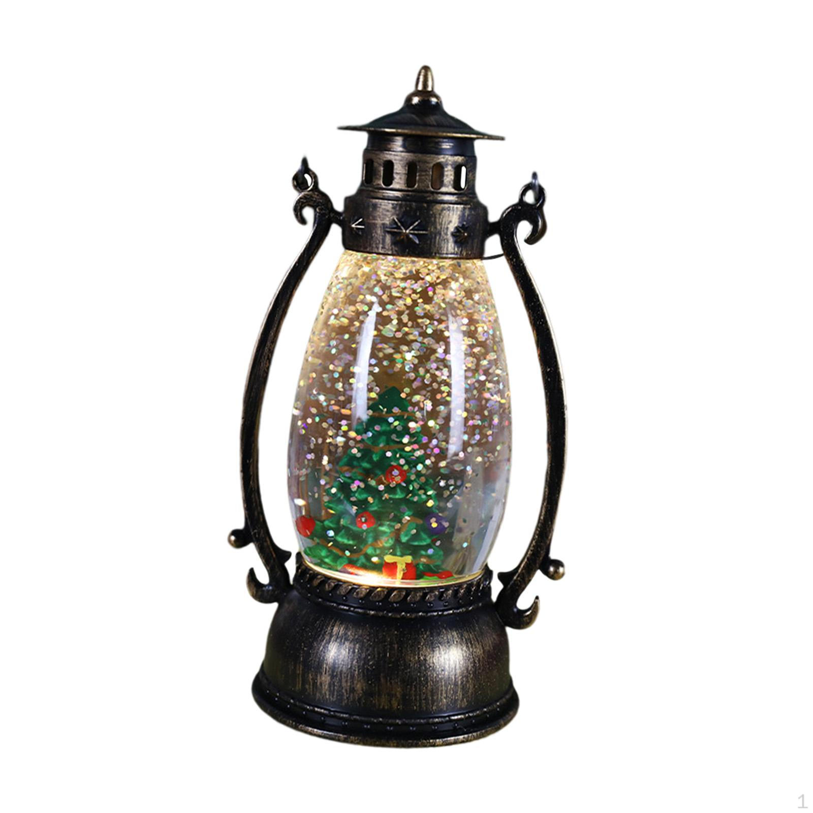 Christmas Lighted Lantern Night Light Snow Globe Ornaments Up Twinkle for Xmas Fireplace Christmas Tree