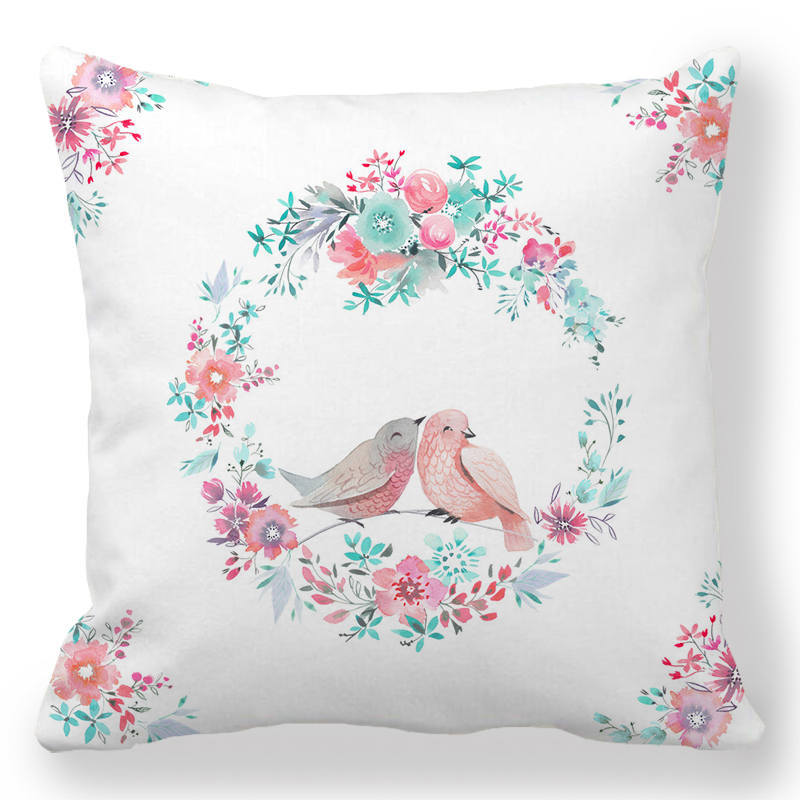 Creative Valentine's Day Happy Letters Digital printing short plush pillow covers for car sofa office cushion cover home goods