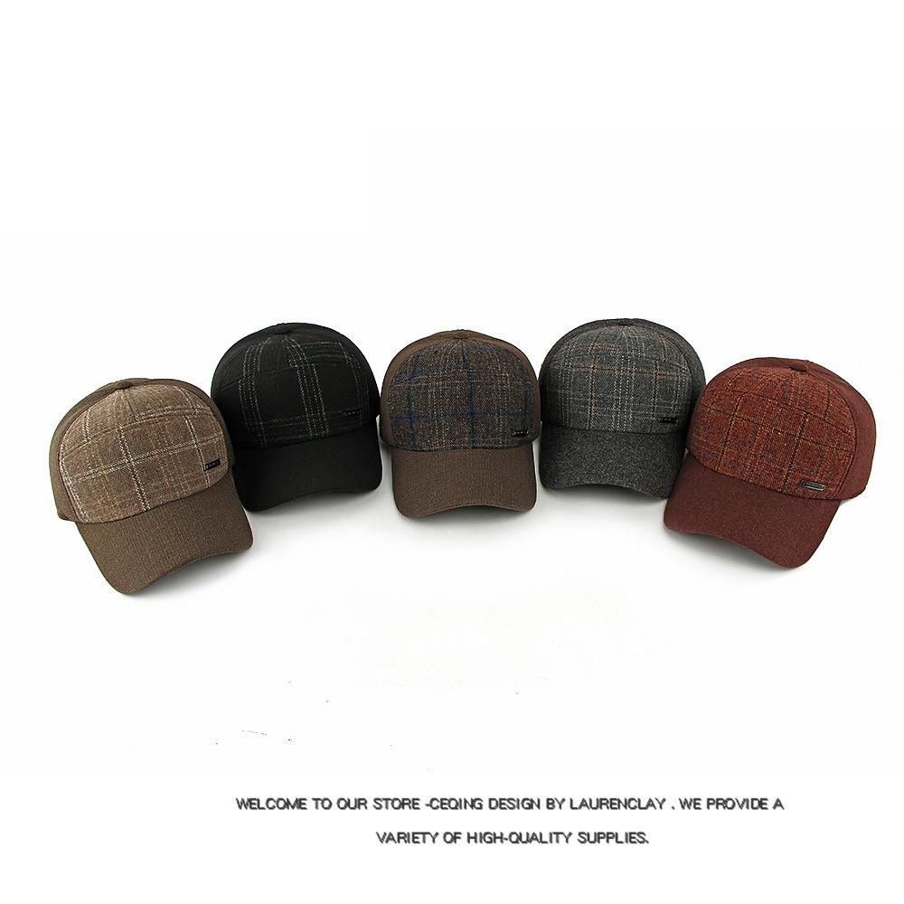 Men's Plaid Wool Blend Baseball Cap - Casual Retro Style Adjustable Hat (5 Color Options)