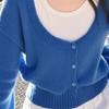 Blue Fake Two Piece Knit Top Women Autumn Winter Beautiful Sweater