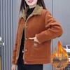 Women's Thickened Corduroy Jacket with Fleece Lining - Warm, Fashionable, Age-Reducing, Loose Fit, Slimming Long Sleeve Outerwear