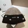 French Light Luxury Niche Rhinestone Min Color Matching Wool Hat, Winter Celebrity Wool Blended Knitted Hat