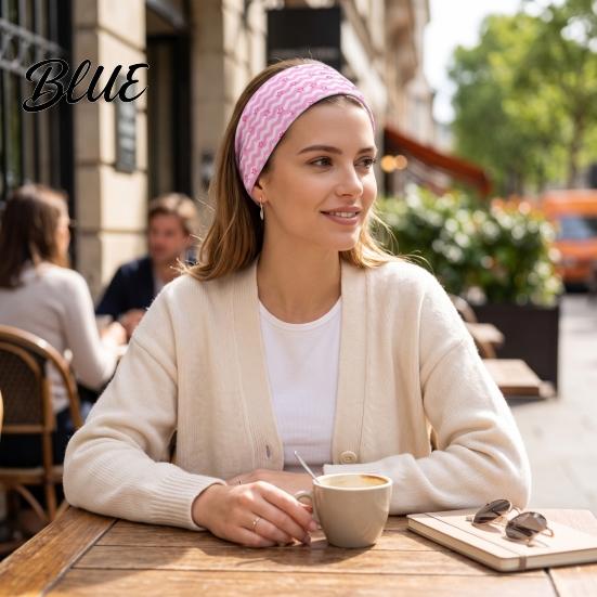 Hair Fixing Tools for Face Washing Elastic Wide Headband Women Non-Slip Stretchy Band with Star Brimmed Holders Wave Print Yoga Running Sports