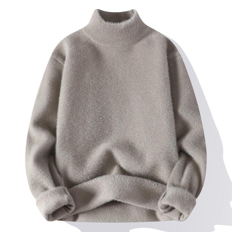 

Unisex Plus Size Fluffy Mink Velvet Sweater, Half-High Collar, Base Layer L хакі