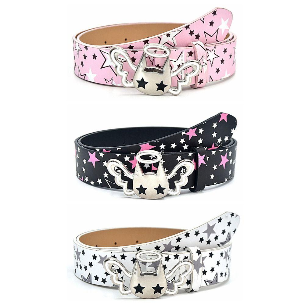 PU Leather Strap Women Waist Belt Pink Bow Decor Decorative Jean Belt Mini Skirt Styling