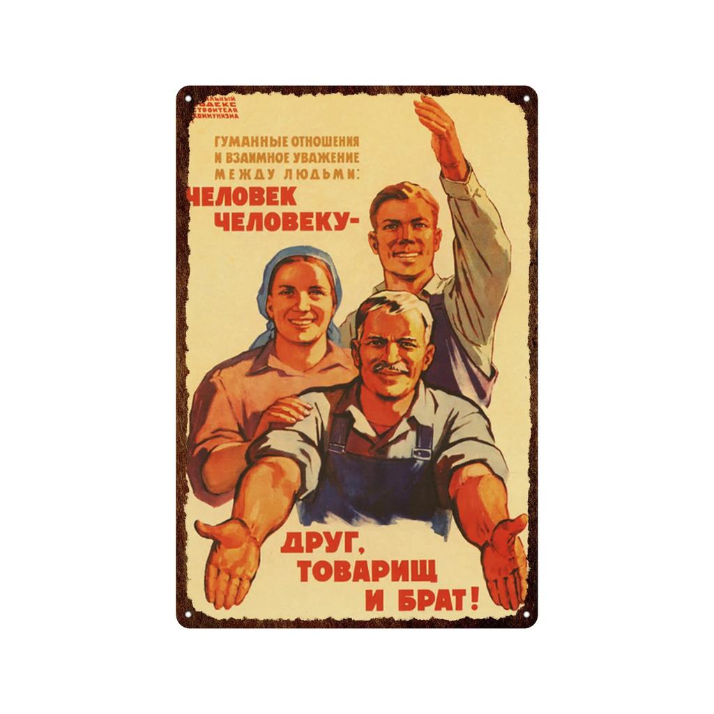 Soviet Union Russia Space Race Poster Vintage Metal Tin Sign Decor BarGarage Cafe Decorative Wall Plates Plaques USSR Retro S