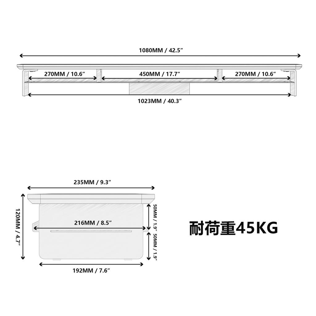 Fenge Monitor Desk Computer PC Desktop 108cm 2 Wooden Acrylic For Monitor Desktop PC Monitor Computer Oak G04Y2103C Stand, Desktop, Stand, Stand,