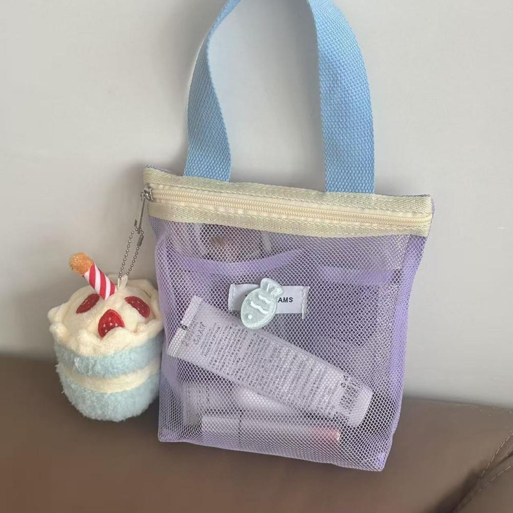 Mesh Makeup Bag Hanging Portable Bag Travel Handbag Portable Toiletry Storage Bag For Bathroom Outdoor Women