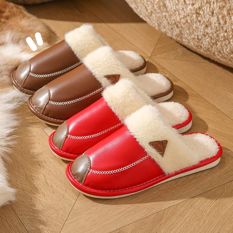 Baumwollpantoffeln Damen Herbst und Winter Paare Heimgebrauch drinnen Wochenbett warm rutschfest Plüsch Hausbaumwollpantoffeln Herren