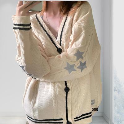 Höst/Vinter Folklore Broderad Stickad Cardigan - Stjärndesign Inspirerad av Taylor, Europeisk och Amerikansk Casual Stil Tröja