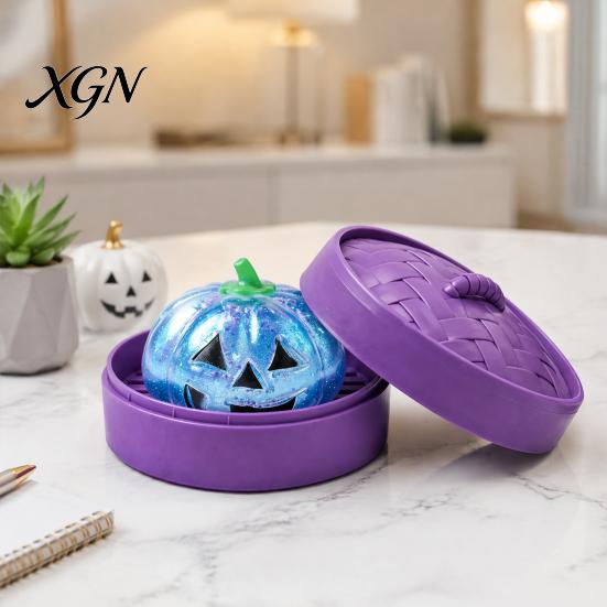 Stretchy Pumpkin Toy 1/4Pcs Halloween Stress Relief with Steamer, Glitter Head Squeeze Sensory Toy, Party Favors for Kids and Adults