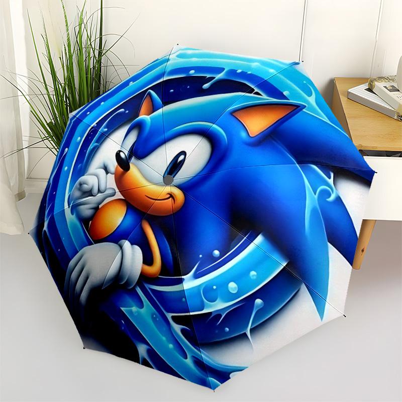 1PC Sonic the Hedgehog, Water Tunnel Automatic Folding Umbrella - Compact 8-Rib Design, Durable Plastic & Iron, Daily Use F010640