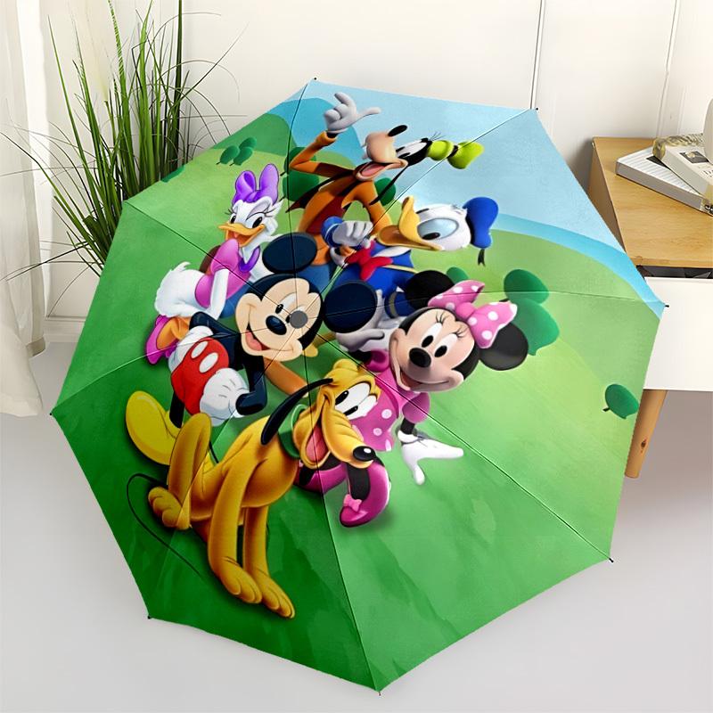 1pc Mickey Mouse Automatic Folding Umbrella, 8-Rib Portable & Foldable Design, Highqualityy0722058