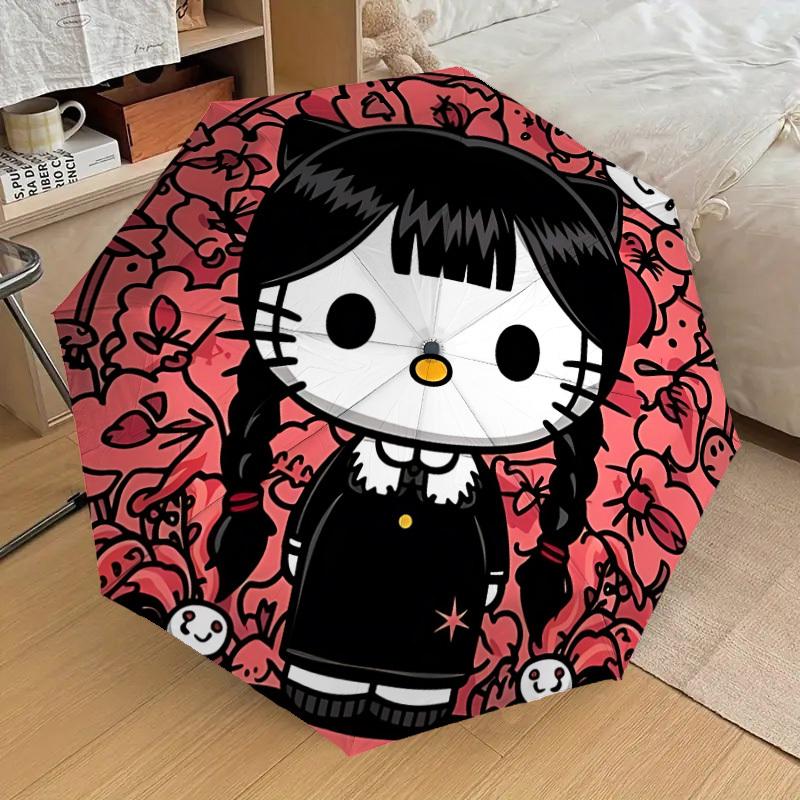 

1pc Gothic Hello Kitty Automatic Open/Close Umbrella, Lightweight Design for Everyone,Durable Canopy yy251014015