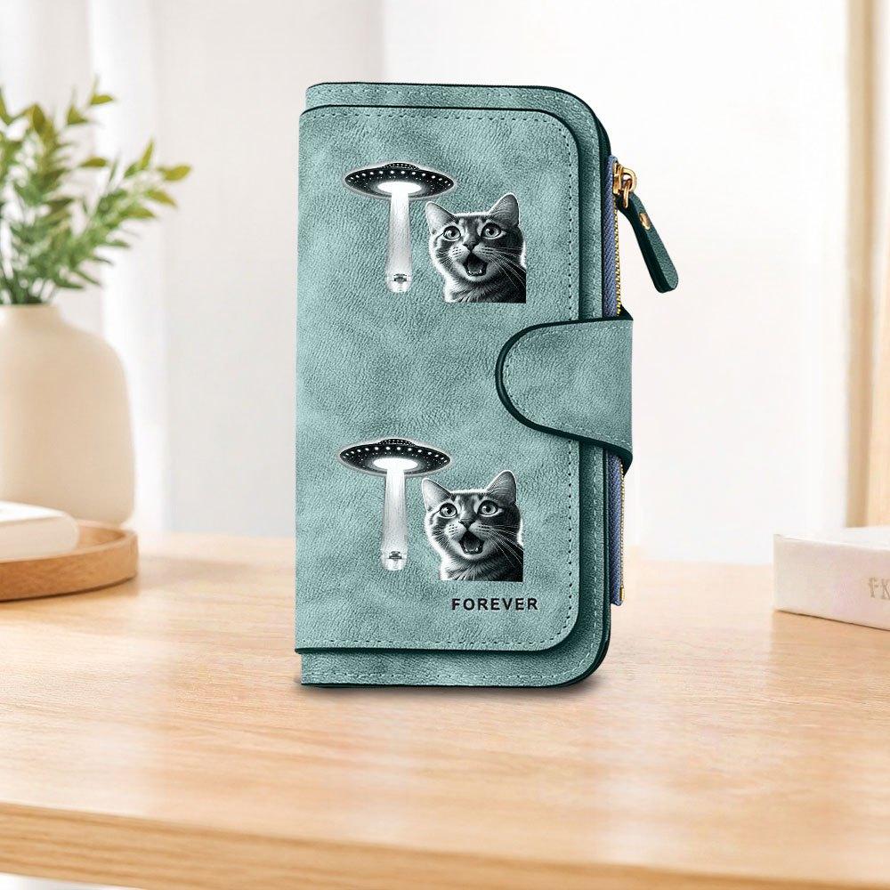 UFO Cat Long Zipper Wallet, Large Capacity Card Holder, Unisex Clutch Bag, Fashionable Zipper Coin Purse, Suitable for Daily Use, A Great Gift for