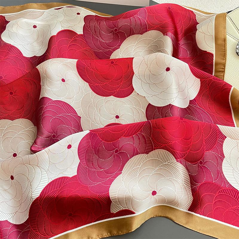 Luxury Design Print Silk Square Scarf Women Soft Satin Horse Hairband Neckerchief Office Hijab Headband Foulard Bag Ribbons Gift