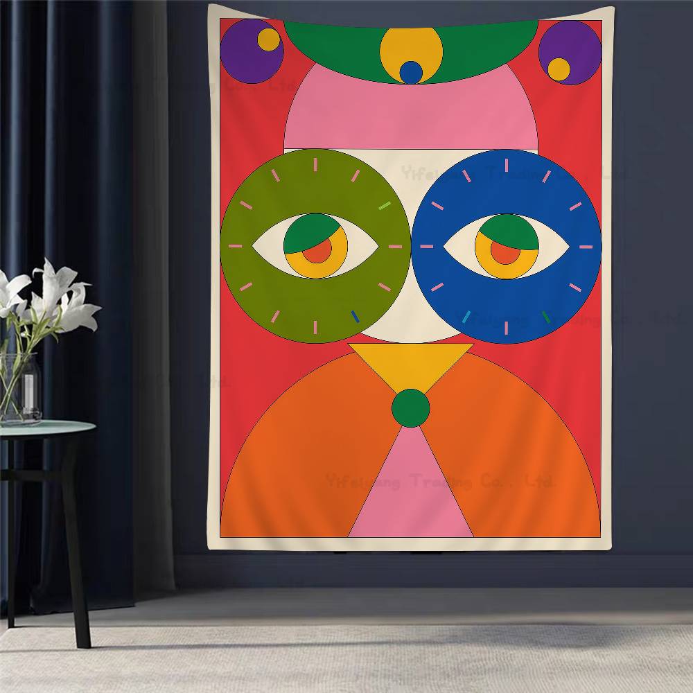 Buntes Geometrisches Gemälde Gedruckt Großer Wandteppich Indischer Buddha Wanddekoration Hexerei Bohemian Hippie Dekor Decke