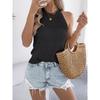 2026 Summer Casual Solid Color Hollow Sleeveless Knit Top Elegant Vacation Blouse