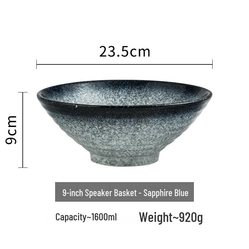 Japanese-Style Ceramic Ramen Bowl - Large Retro Conical Hat Design for Soup, Salad, and Noodles
