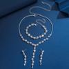 4PC Women's Fashion Geometric Flower Necklace Earrings Bracelet Zircon Set Wedding Party Festival Gift-8073