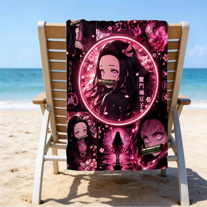 Ghost Slayer's Night Beach Towel - Soft, Absorbent Microfiber, Lightweight, Ideal for The Beach, Parties, Travel, Camping fan gifts