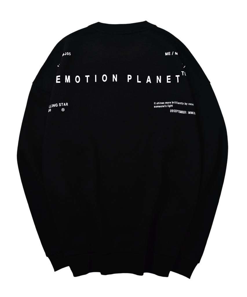 EMOTION PLANET Quadrangle Brushed Fleece Sweatshirt (Black)