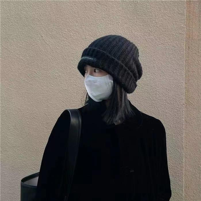 Hat Men's Autumn and Winter Trend Couple Wool Hat Men's and Women's Warm Versatile Cold Hat Loose Big Head Circumference Knitted Hat Men's