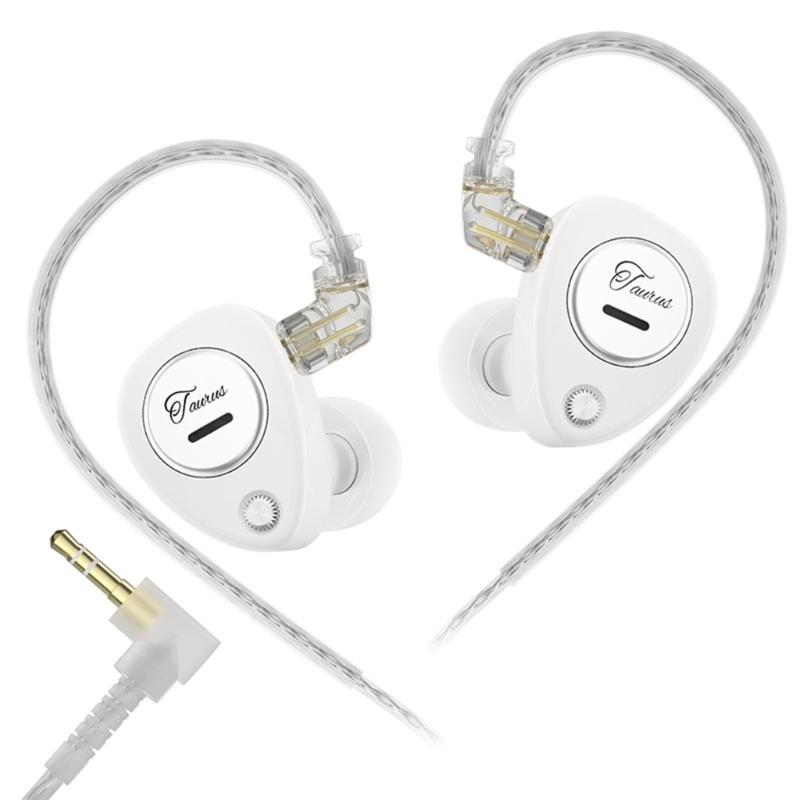 Taurus Double Dynamic Driver Cord Headphones Powerful Bass with Double-Microphones in Ear Monitor Earphones