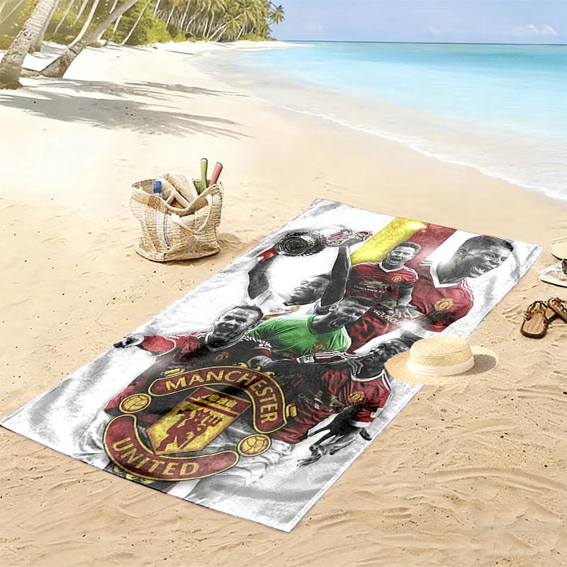 Retro MUFC Canvas Print Beach Towel, Large Soft Quick Dry Towel for Beach Camping Swimming