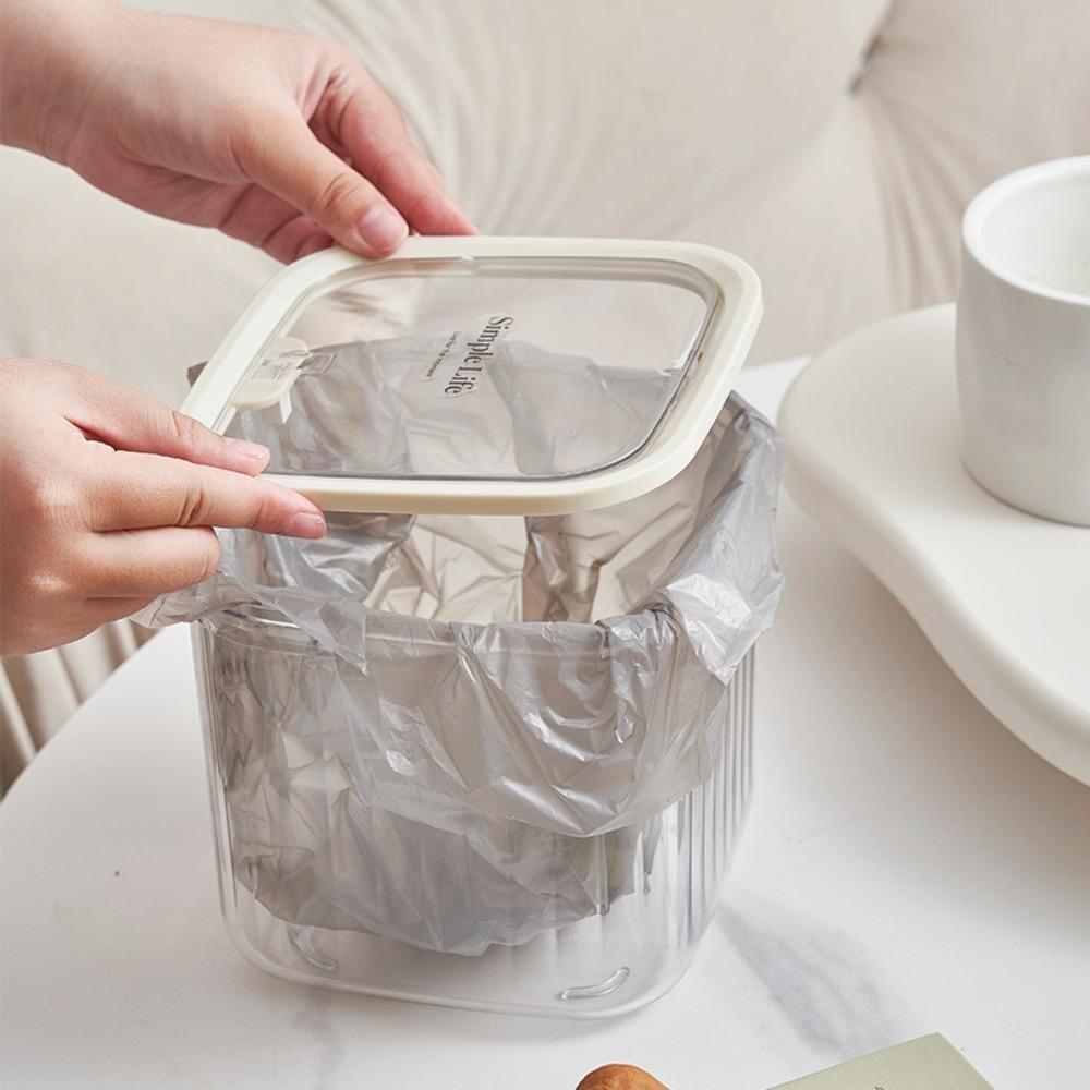 Acrylic Transparent Storage Box With Lid Desktop Storage Box New Mini Trash Can  Desktop