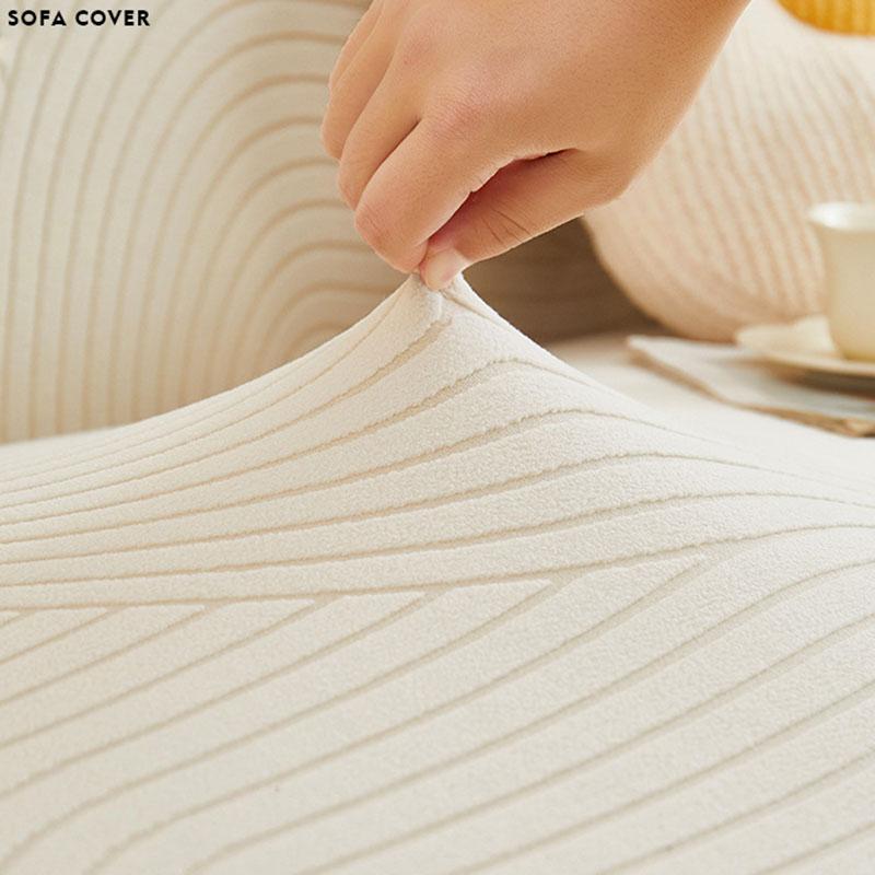 High Elastic Polar Fleece Jacquard Sofa Cover Solid All-Cover Anti-Scratch Couch Covers Stretch Sofa Protector for Four Seasons